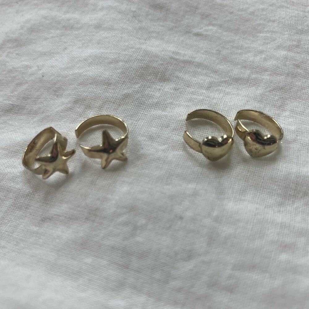 Light gold heart and star ear cuffs